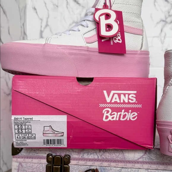 Vans Shoes - Vans Barbie Women's High-Top Sneakers - Light Pink and White